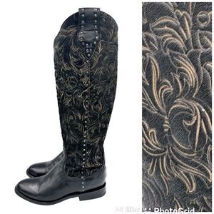 NEW Old Gringo Aria Tall Riding Boots Calf Hair Floral Size 6